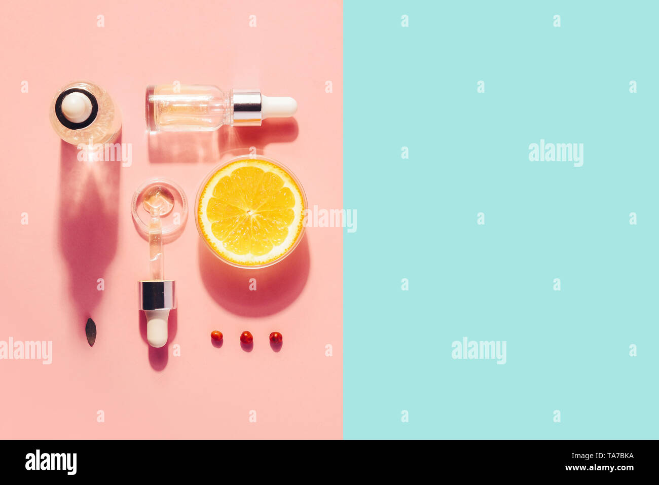 Organic bio cosmetics with vitamin C. Homeopathic oils, supplements ...