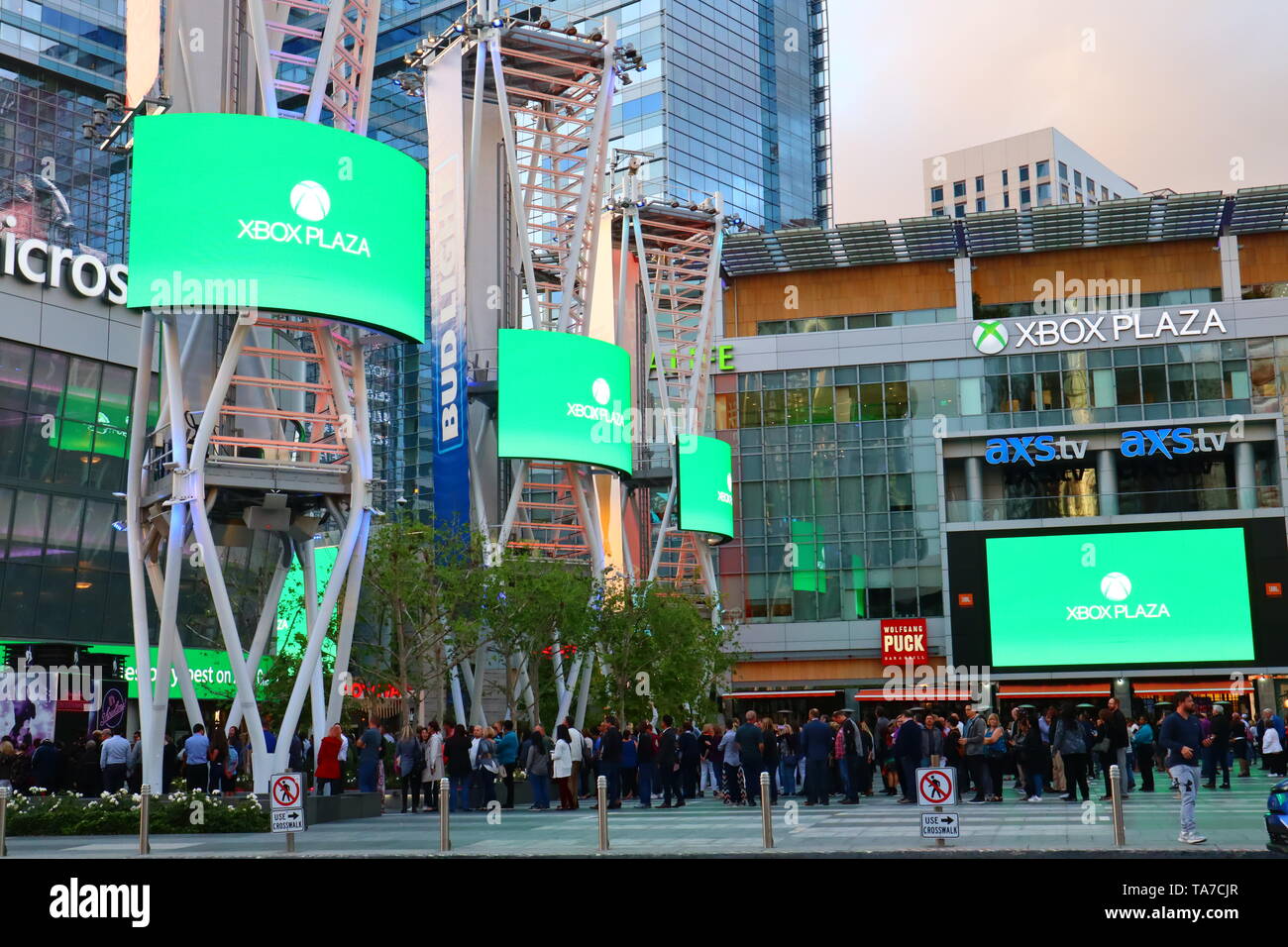 XBOX PLAZA, Microsoft Theater in front of the Staples Center, downtown of Los Angeles - California Stock Photo