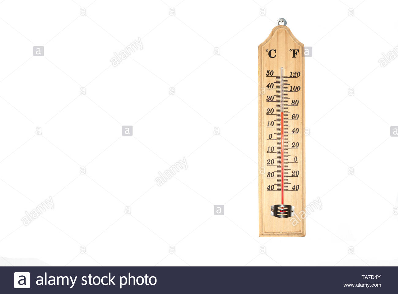 Wall Thermometer On White Wall Showing Room Temperature