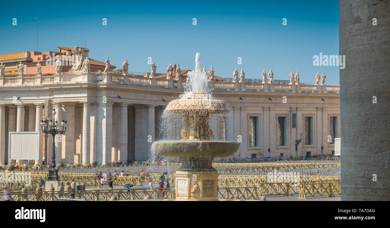 Bernini's fountain (right side) in St. Peter's Square, Vatican Stock Photo