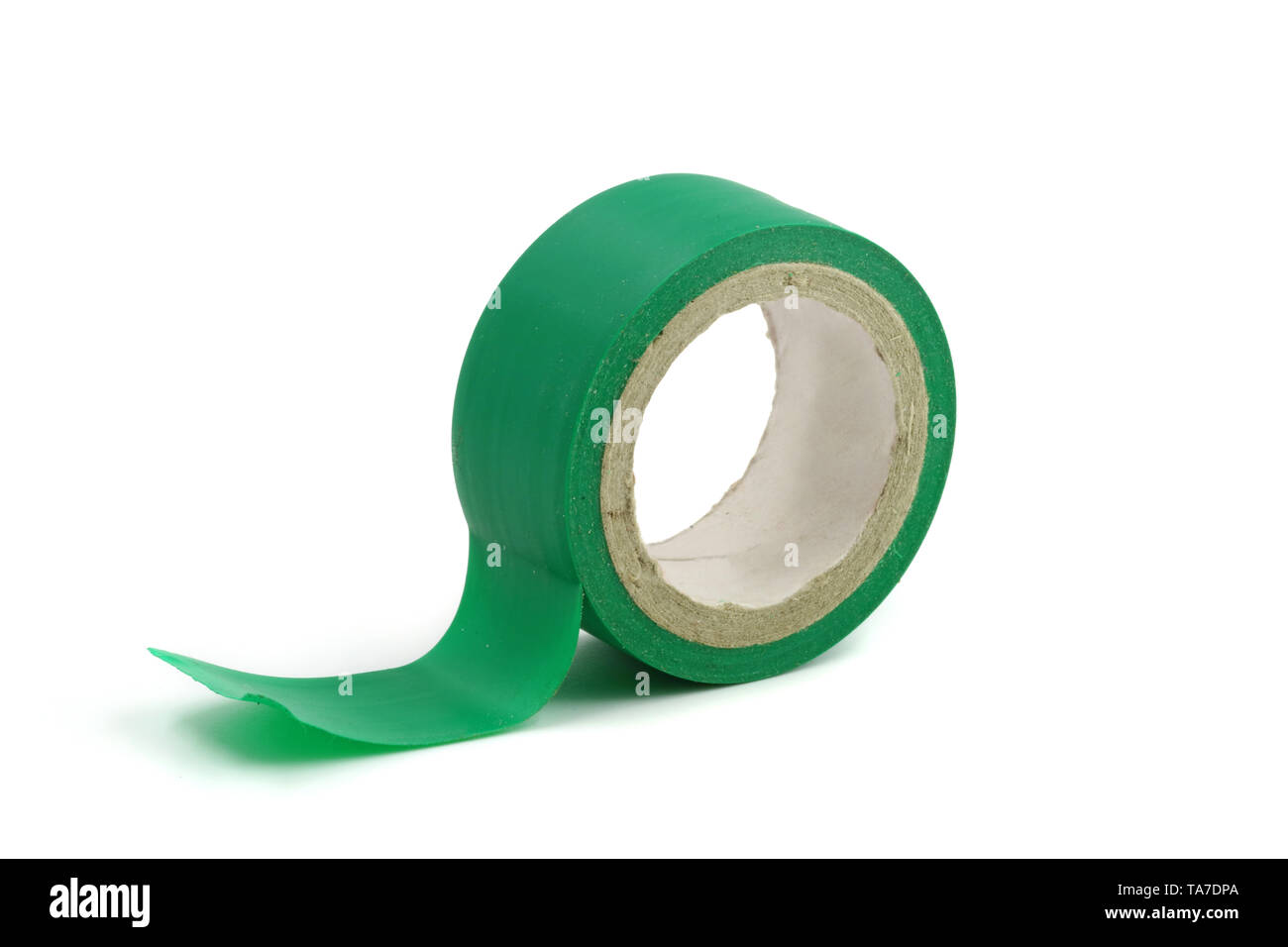 green insulating tape isolated on a white background Stock Photo