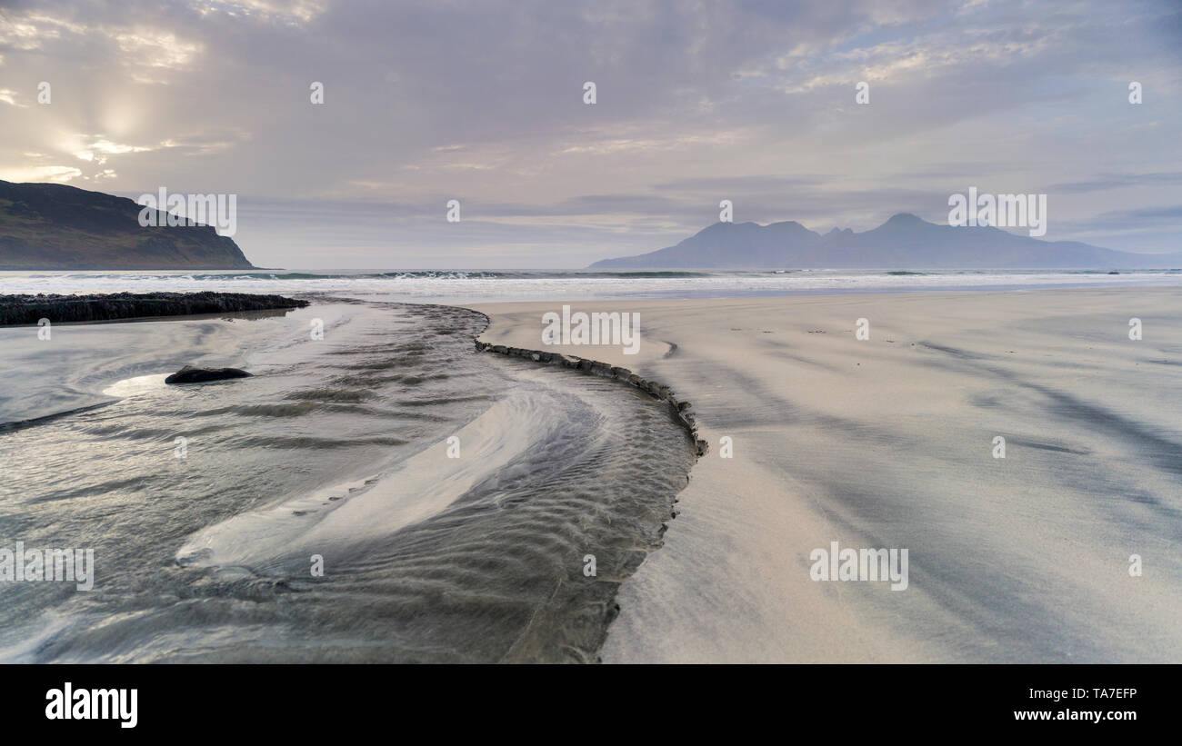 The Isle of Rhum from Laig Bay, Cleadale, Isle of Eigg, Small Isles