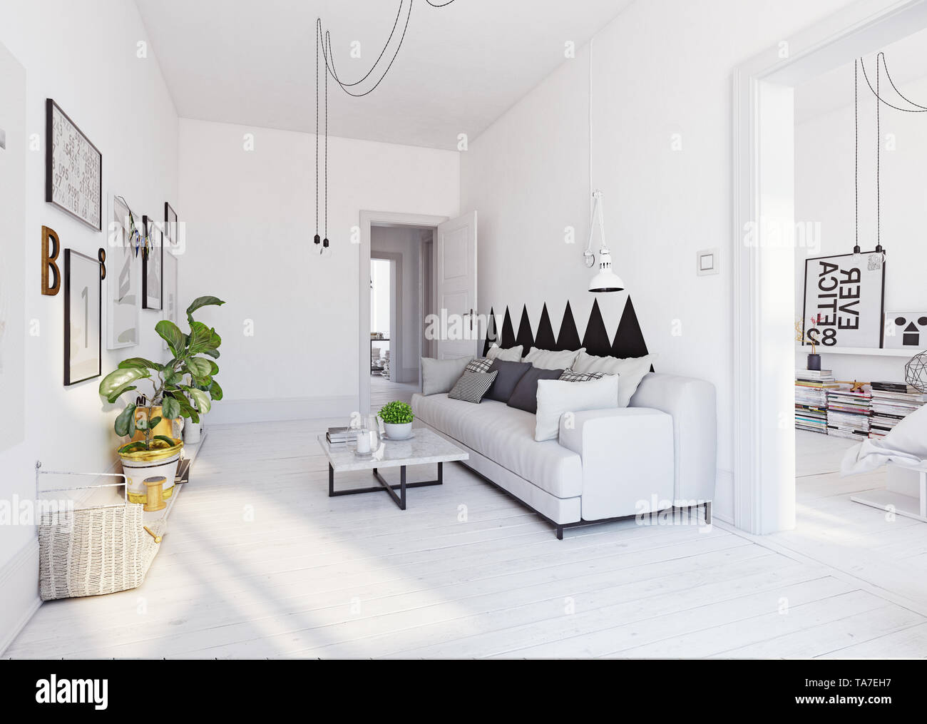 modern living interior design. 3d rendering concept Stock Photo - Alamy