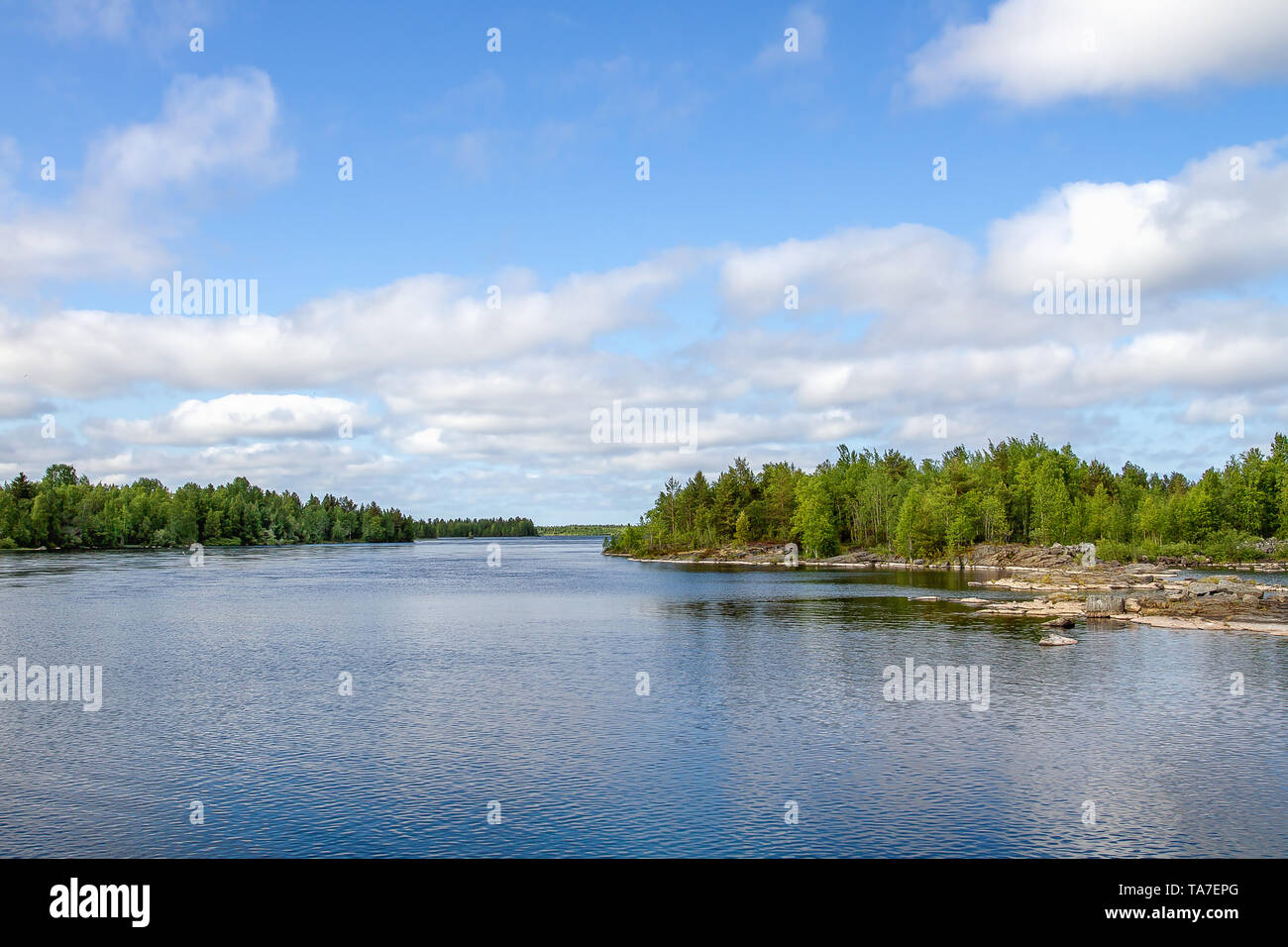 Landscape with lake. Karelia. Russia Stock Photo