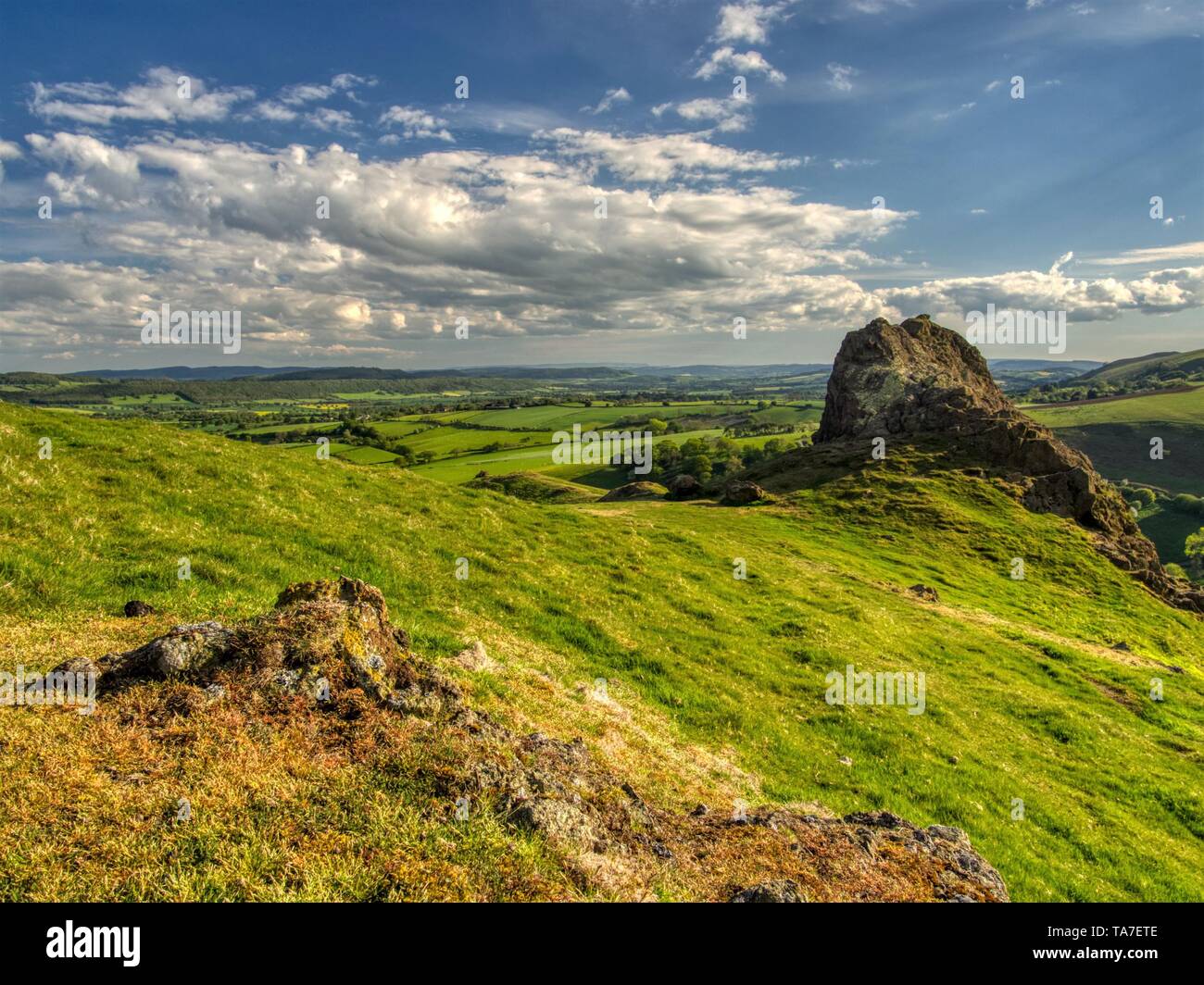 Gaer Stone, Hope Bowdler Hill, Shropshire Stock Photo Alamy