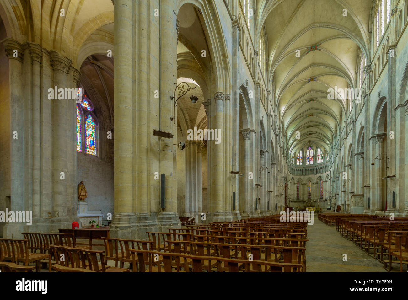 Vienne, France - May 08, 2019: The interior of the cathedral of Saint-Maurice, in Vienne, Isere department, France Stock Photo