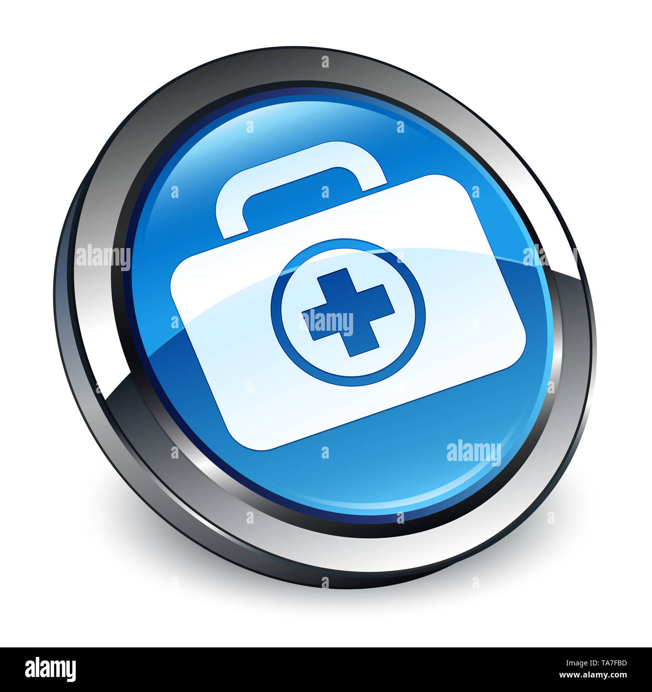 First aid kit icon isolated on 3d blue round button abstract ...
