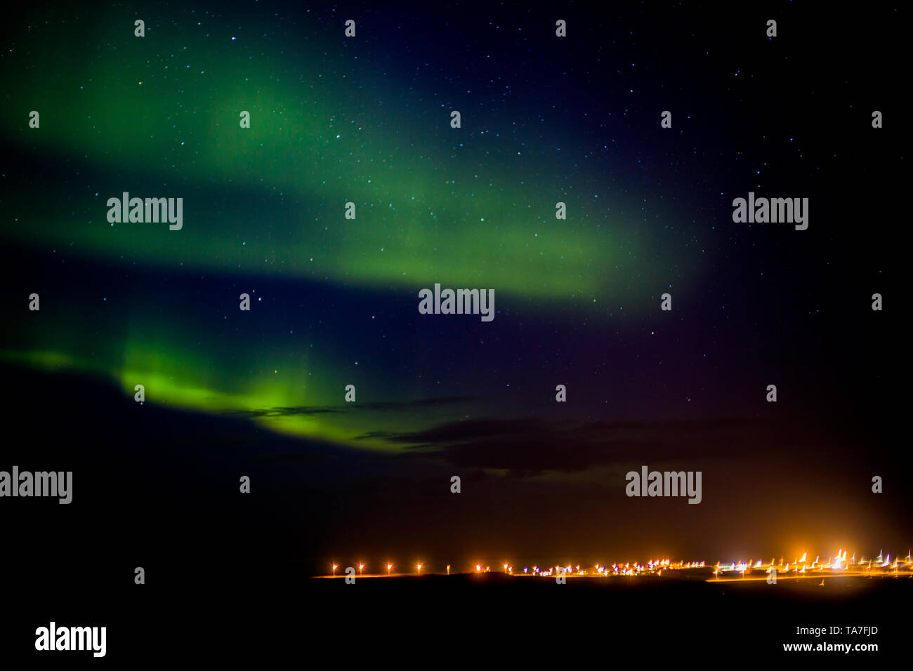 Northern lights iceland town hi-res stock photography and images - A…