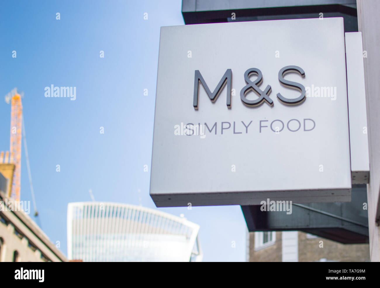 M&S Simply food store sign board Stock Photo