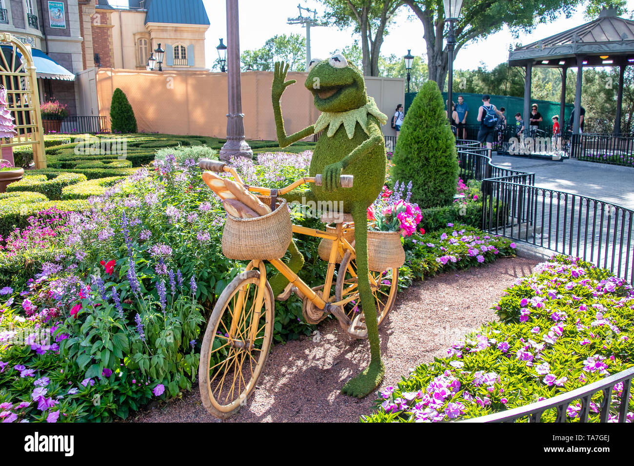 ORLANDO, USA. 29TH APRIL 2019: Kermit the Frog  topiary display figure on display at Disney World Stock Photo