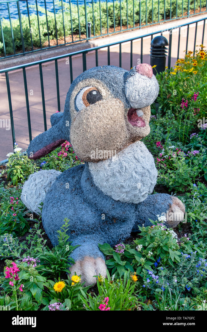 ORLANDO, USA. 29TH APRIL 2019: Thumper topiary display figure on display at Disney World Stock Photo