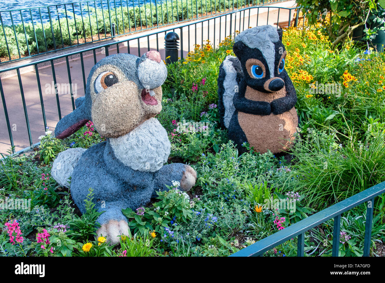 ORLANDO, USA. 29TH APRIL 2019: Thumper and flower topiary display figure on display at Disney World Stock Photo