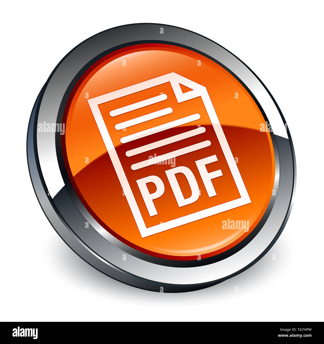 PDF document icon isolated on 3d brown round button abstract ...