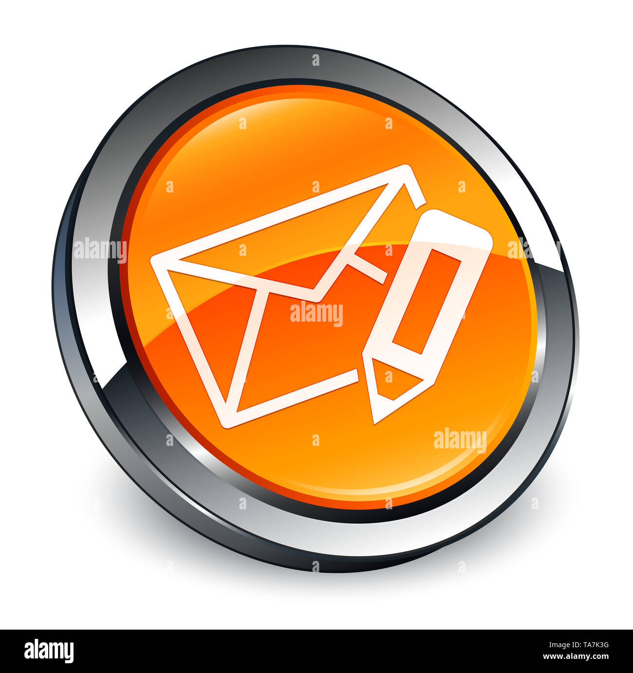 Edit email icon isolated on 3d orange round button abstract ...