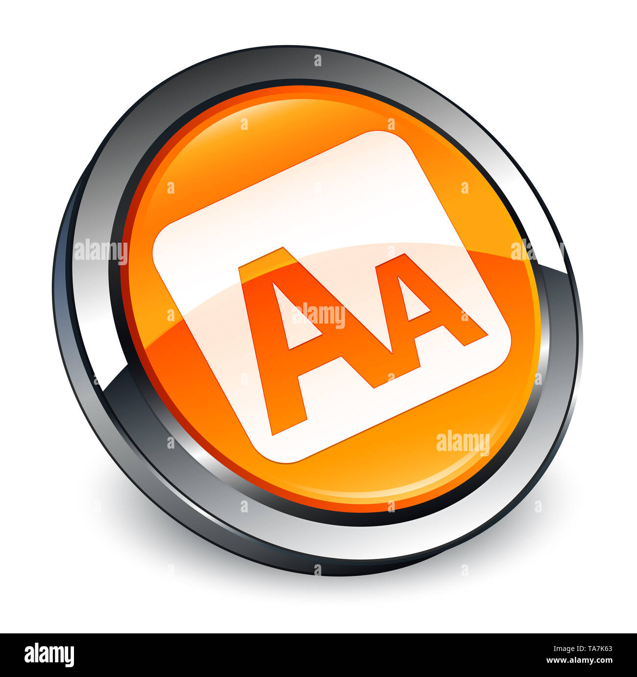 Font size box icon isolated on 3d orange round button abstract ...
