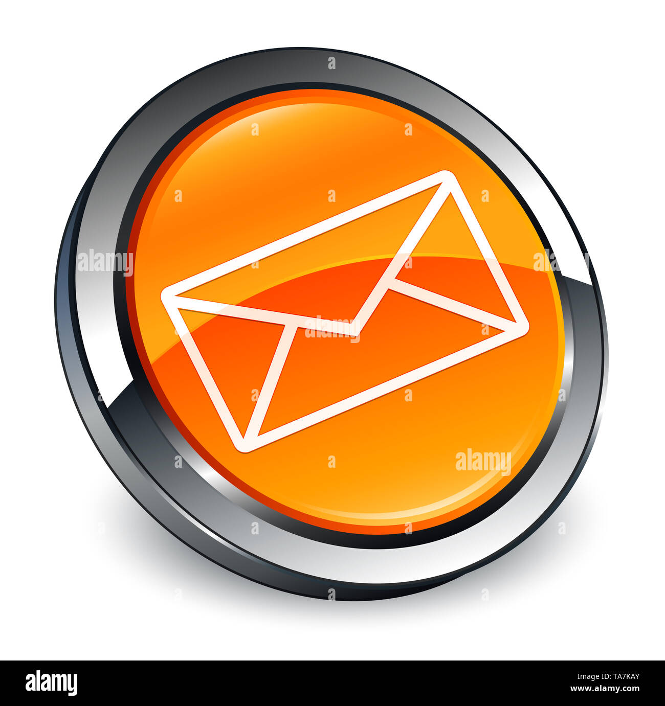 Email icon isolated on 3d orange round button abstract illustration ...