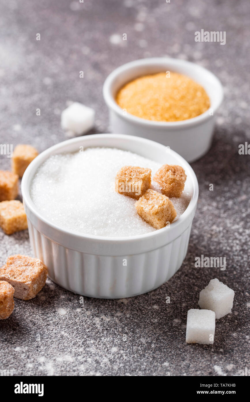 White and brown cane sugar Stock Photo Alamy