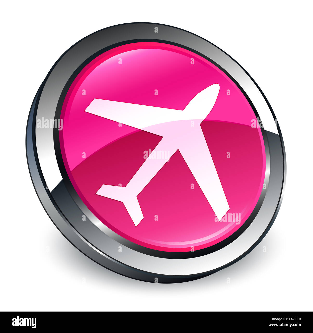 Plane icon isolated on 3d pink round button abstract illustration Stock ...