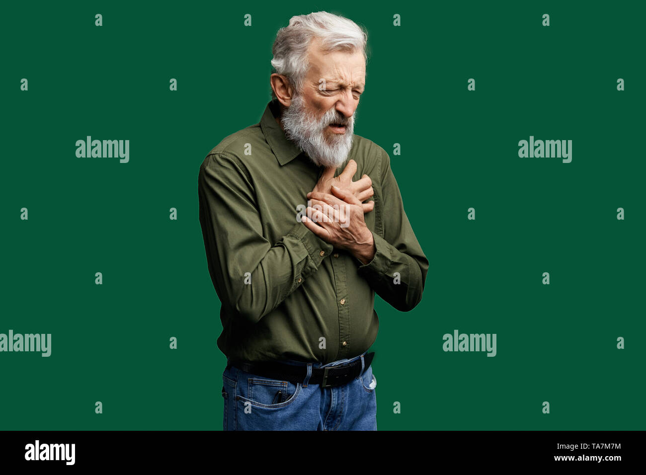 Old Person Heart Attack Stock Photo