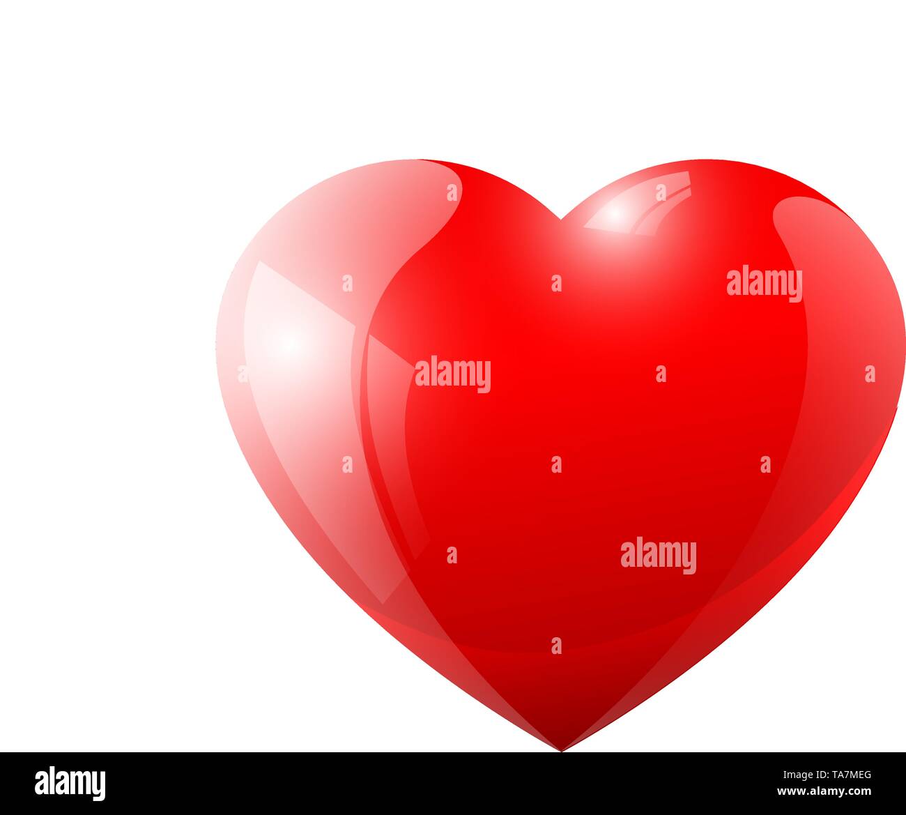 Red 3d volumetric heart. Shiny glossy love valentine romantic symbol on ...