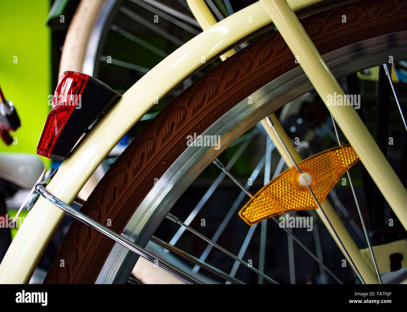 Wheel of a white bicycle Stock Photo - Alamy