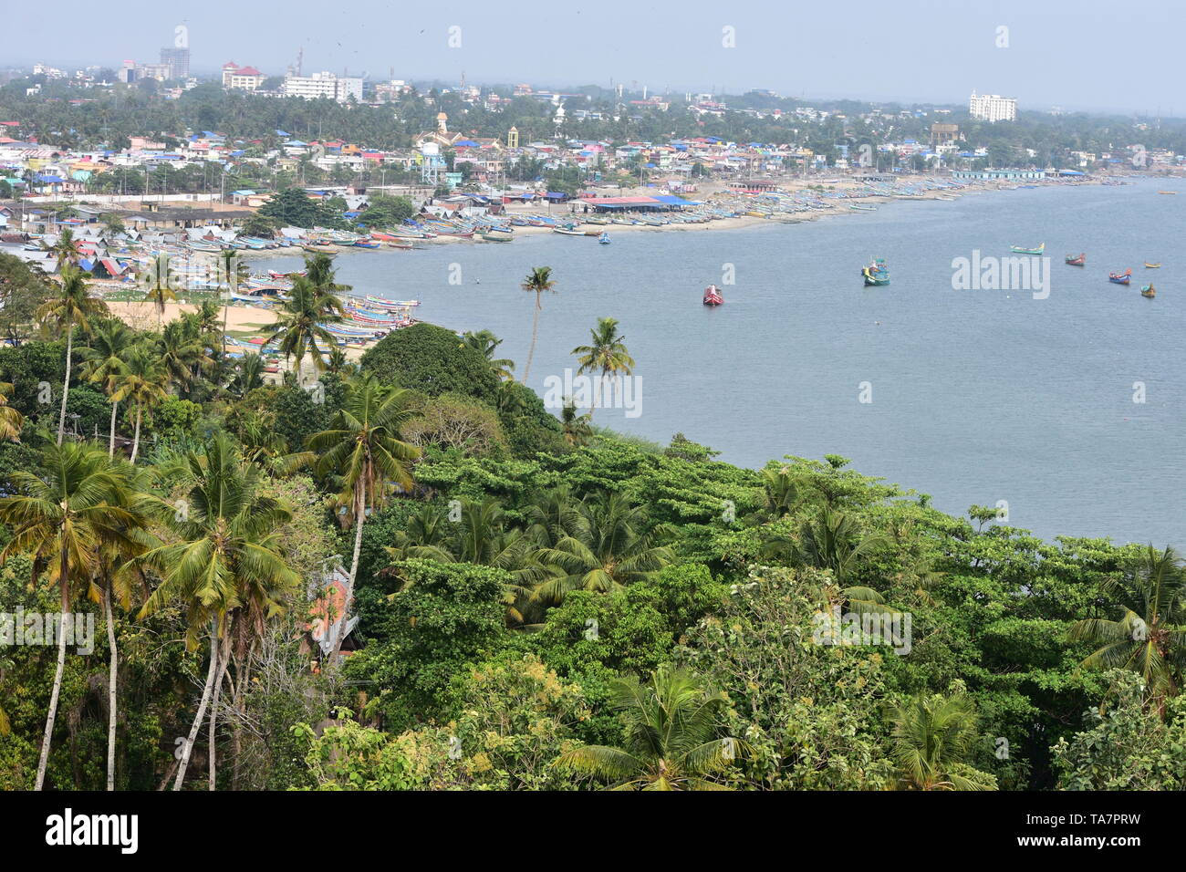 Kollam, Kerala, India: March 2, 2019 - A view from the Tangasseri lighthouse Stock Photo