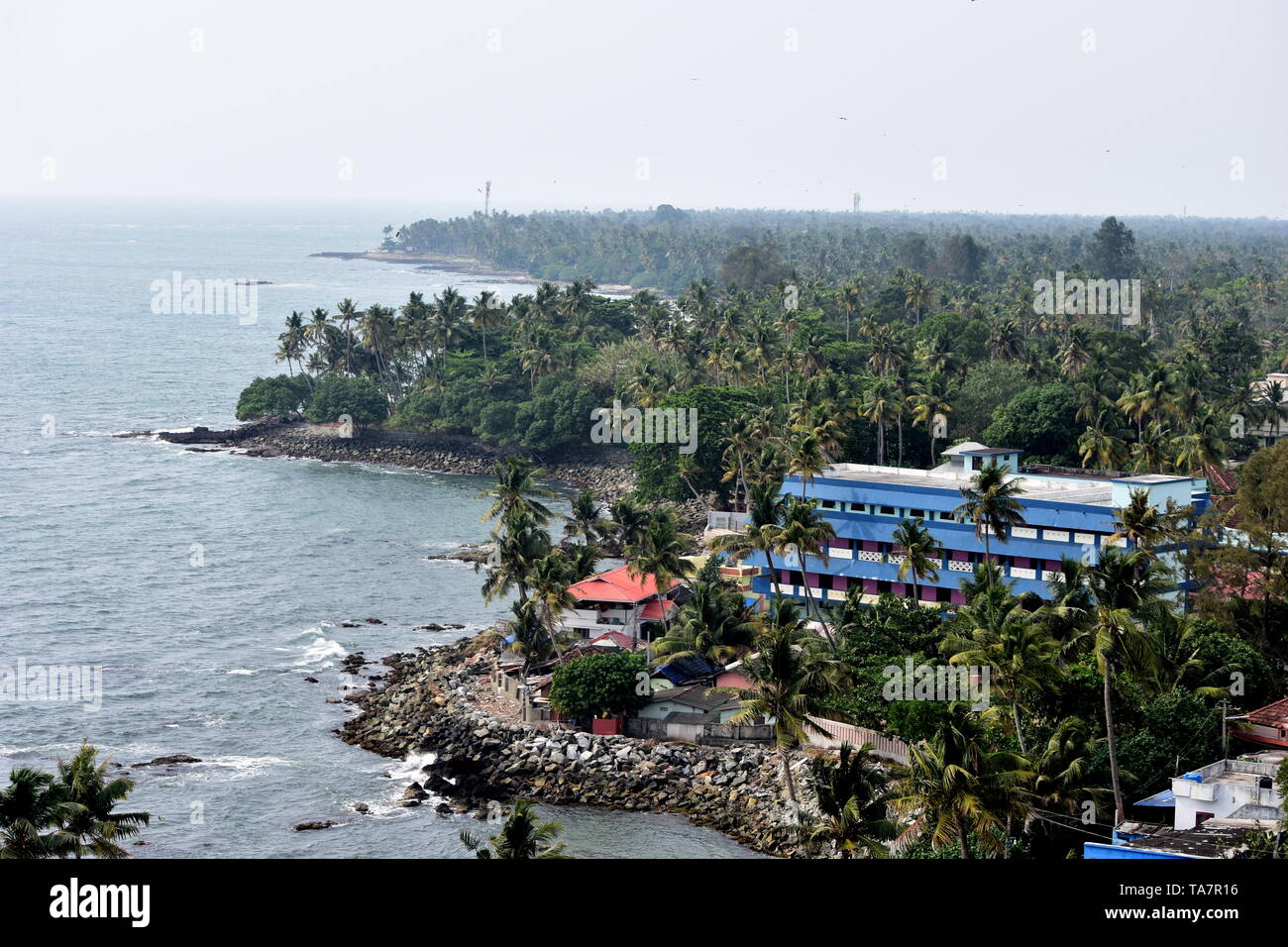 Kollam, Kerala, India: March 2, 2019 - A view from the Tangasseri lighthouse Stock Photo