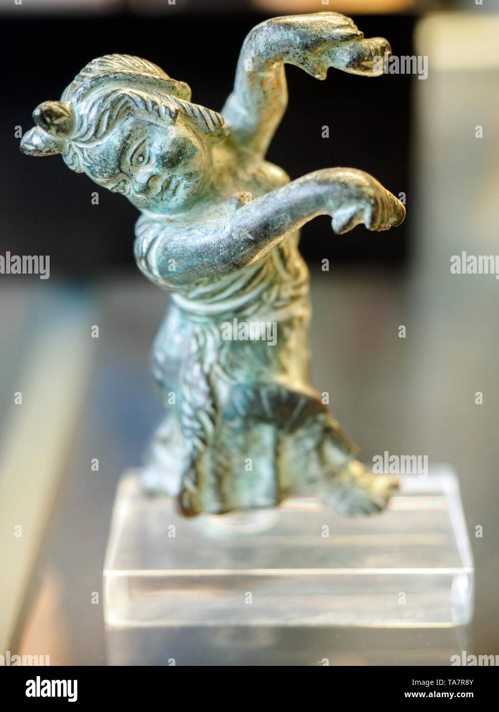 Bronze figure of a female dancing dwarf wearing a flimsy tunic  about 150-100 BC from Damanhur, Egypt Stock Photo