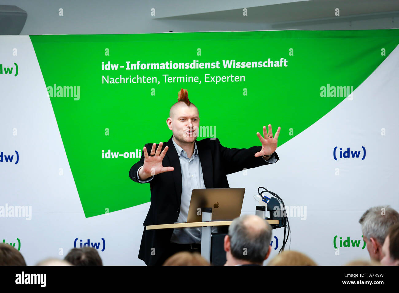 04.04.2019, Bochum, North Rhine-Westphalia, Germany - Sascha Lobo at the keynote lecture - Trends in digital communication - on the occasion of the aw Stock Photo