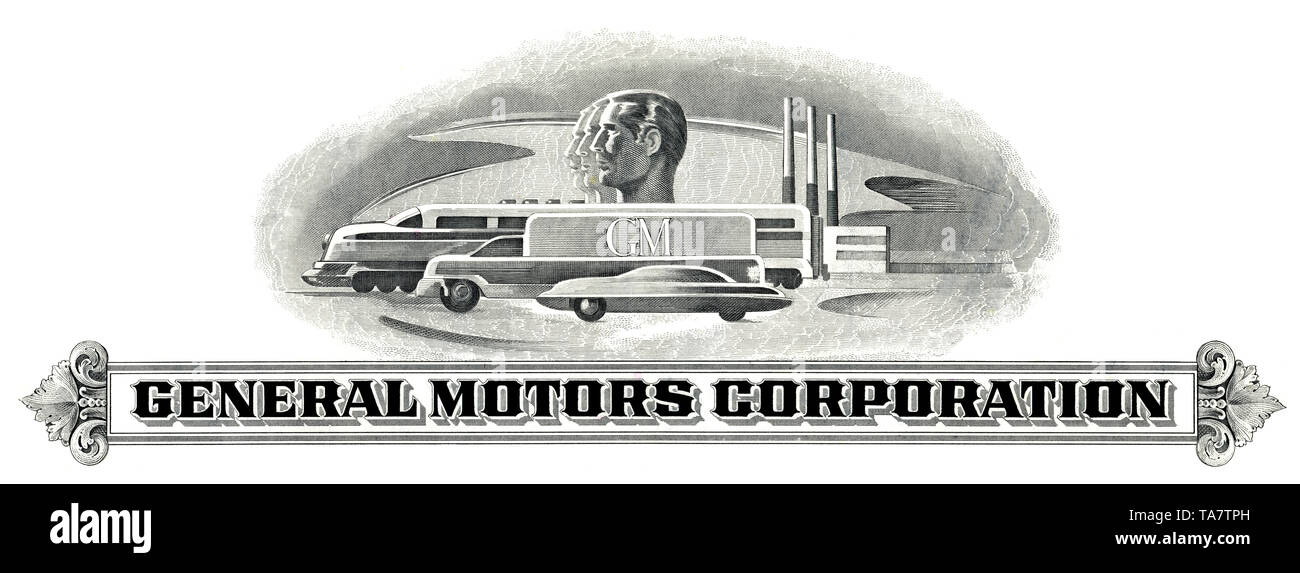 Historic share certificate, General Motors Corporation, GM, car company, Delaware, 1982, USA, Historische Aktie, Gerneral Motors Corporation, GM, Automobilkonzern, Delaware, 1982, USA Stock Photo