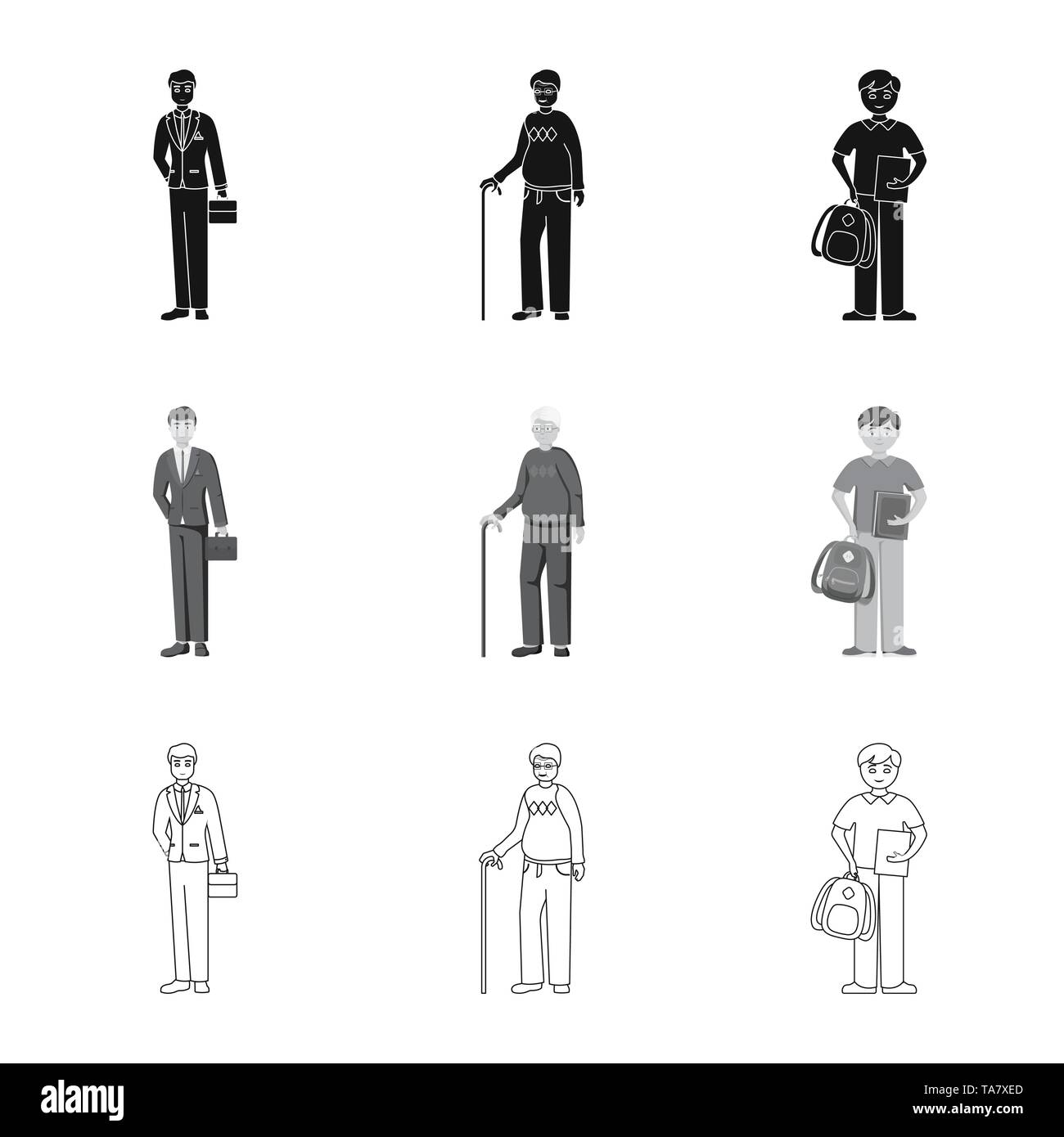 Isolated object of character and avatar icon. Set of character and ...