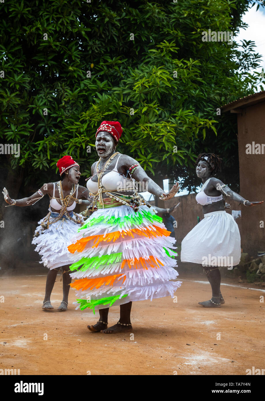 Women dancing during a ceremony in Adjoua Messouma Komians initiation