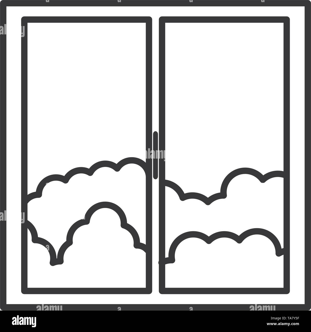 window house with day outside view vector illustration design Stock ...