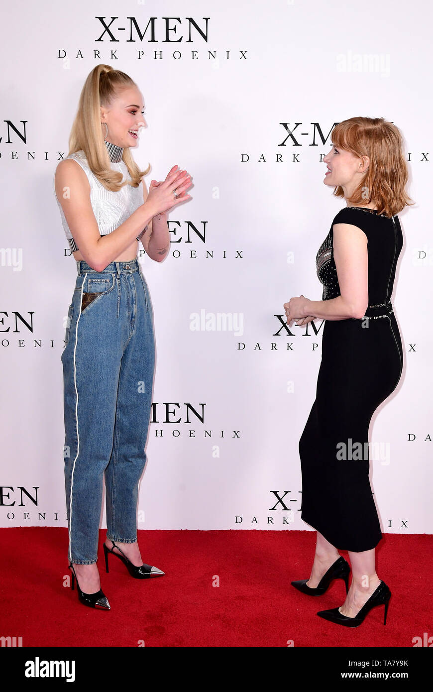 Sophie Turner (left) and Jessica Chastain (right) attending the X-Men