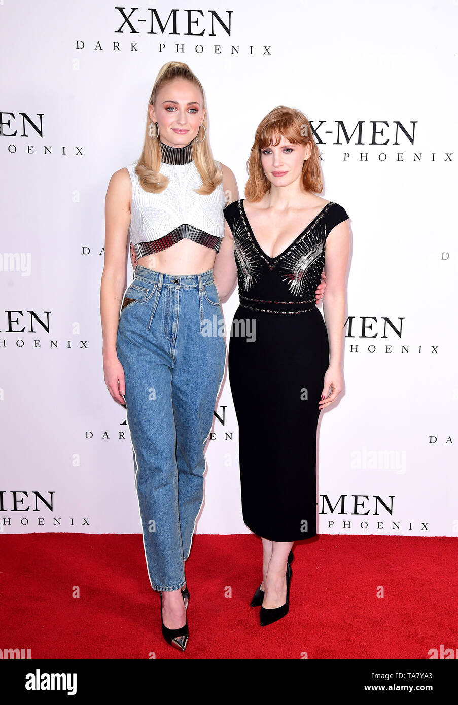 Sophie Turner (left) and Jessica Chastain (right) attending the X-Men