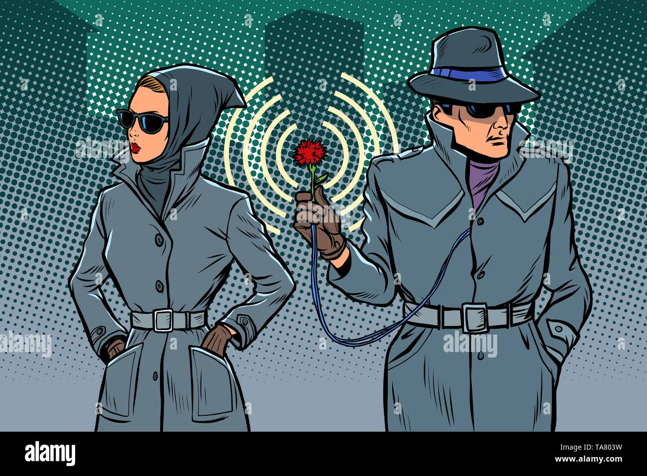 man and woman secret agents, spies. Comic cartoon pop art retro  illustration drawing Stock Vector Image & Art - Alamy