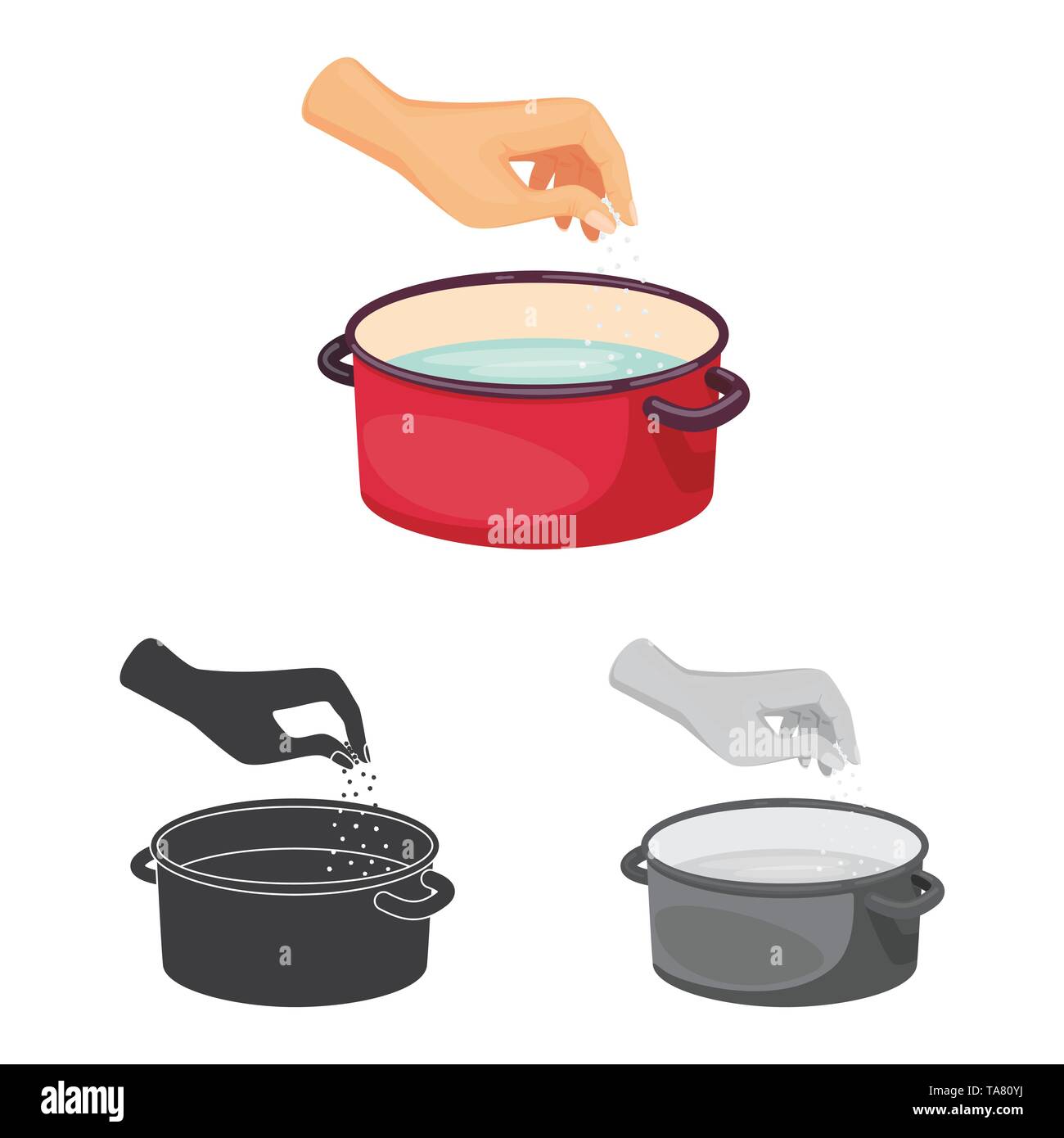 Vector design of casserole and water icon. Collection of casserole and arm stock vector