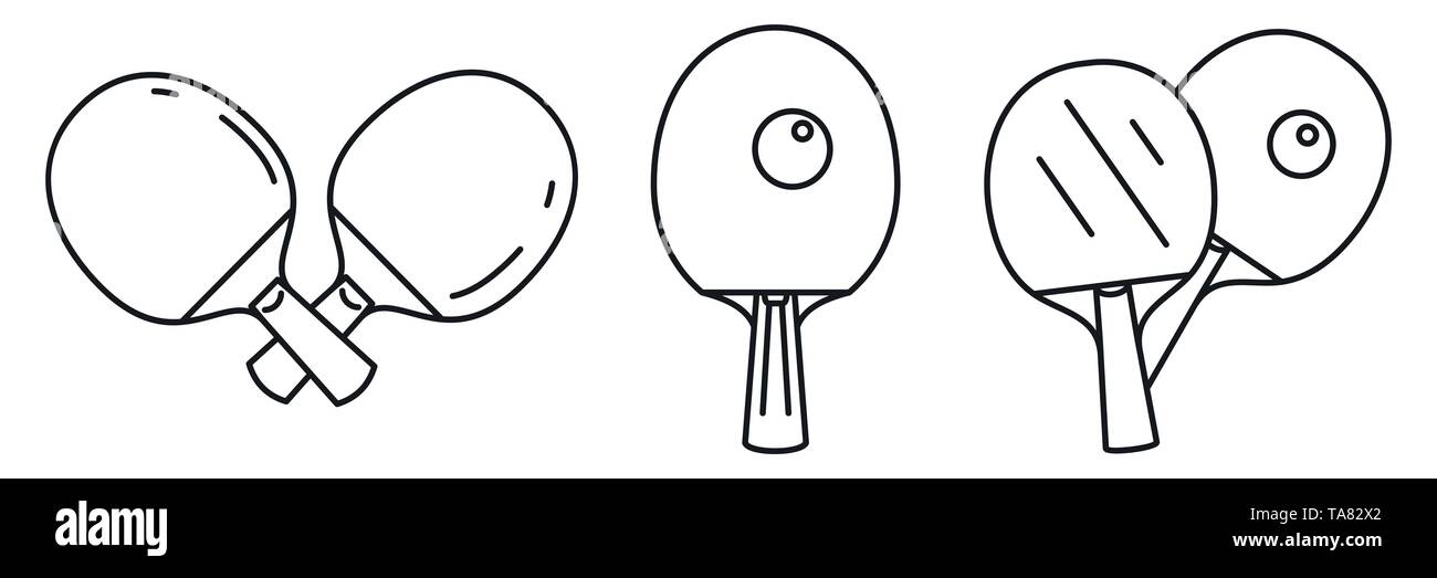 Table tennis sport icons set. Outline set of table tennis sport vector ...