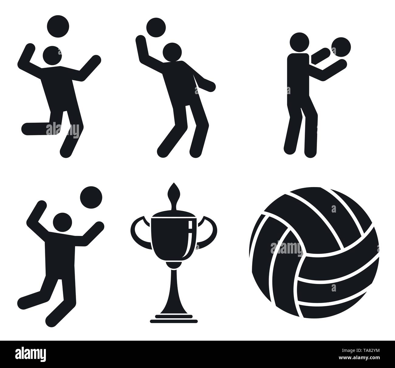 Volleyball icons set. Simple set of volleyball vector icons for web
