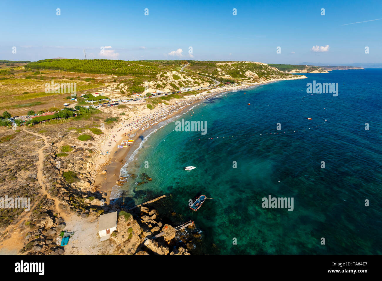 Beach aerial, Bozcaada, Turkey Stock Photo