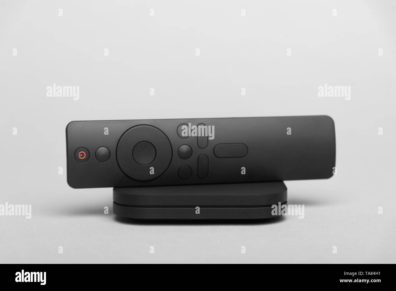 Digital TV on gray background. Stock Photo