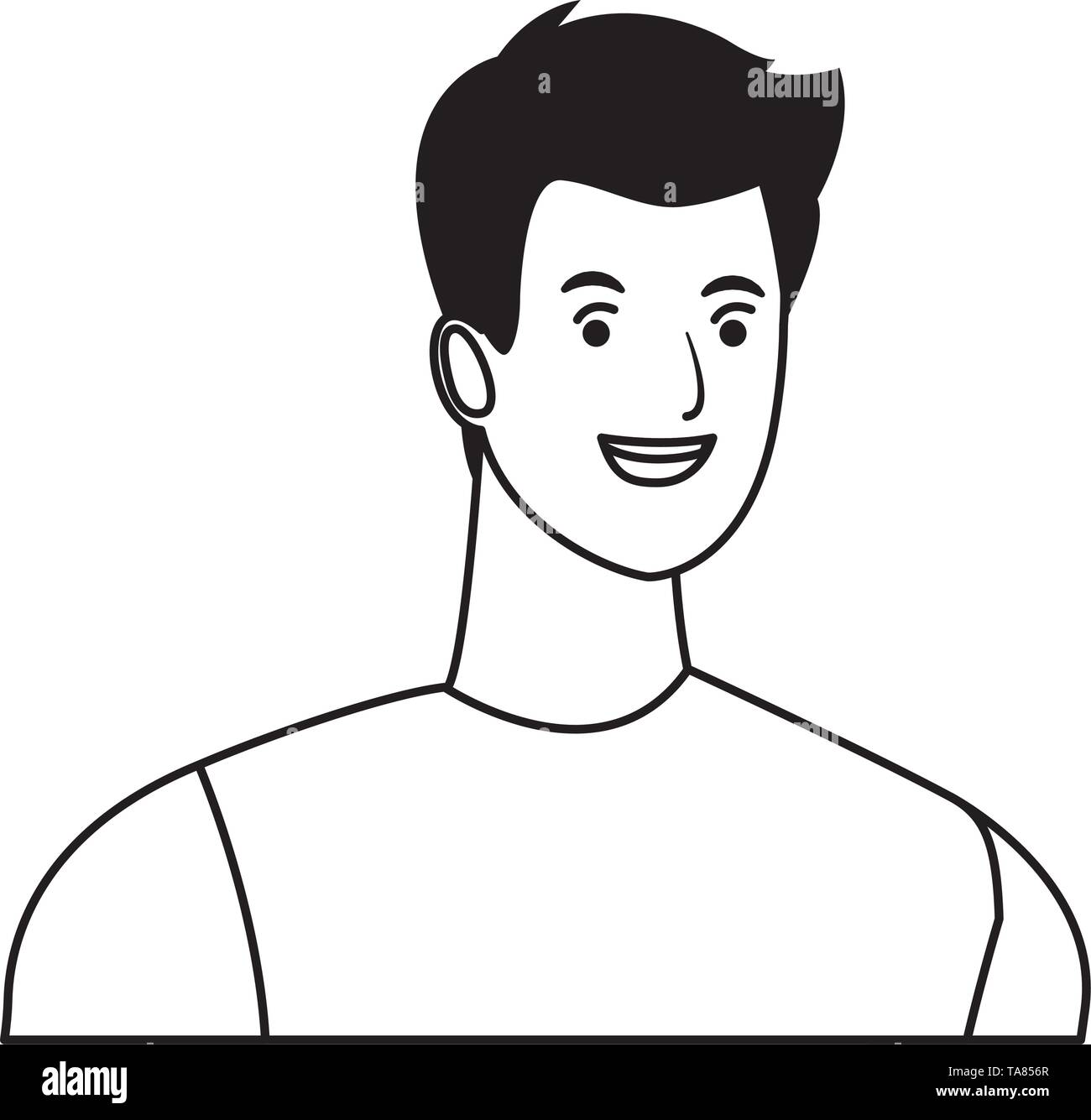 man avatar cartoon character in black and white vector illustration ...