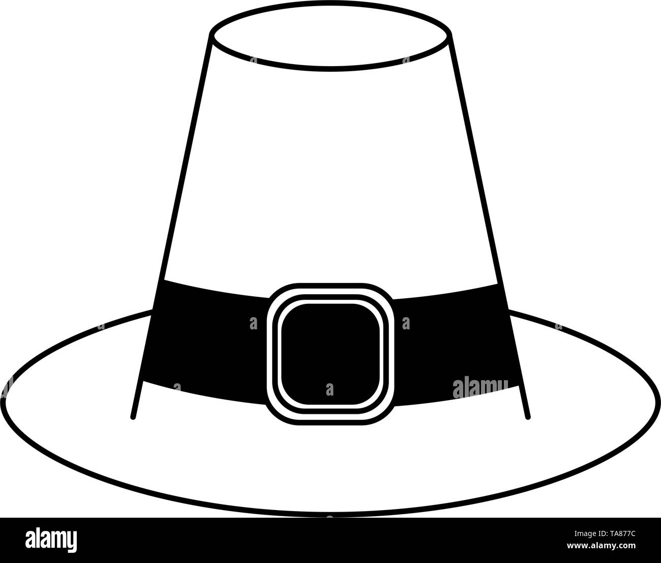 Vintage thanksgiving hat cartoon isolated in black and white Stock ...