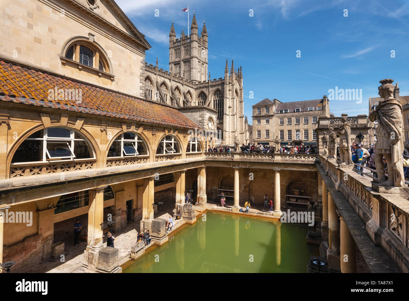 Bath, England May 13, 2019 inside of Roman Baths which is a site of
