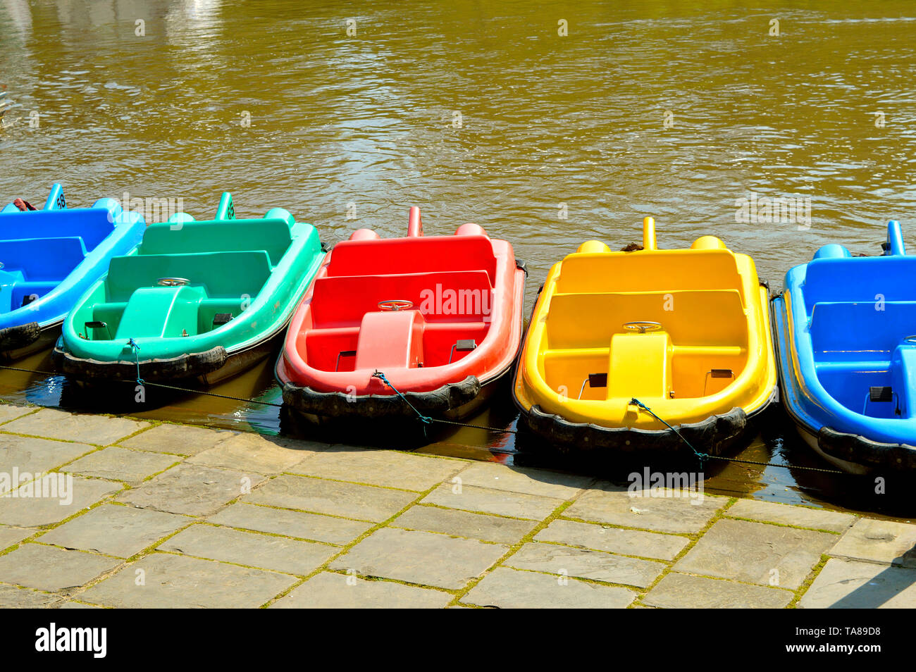 Pedal boats on the River Dee in Chester City centre Stock Photo Alamy