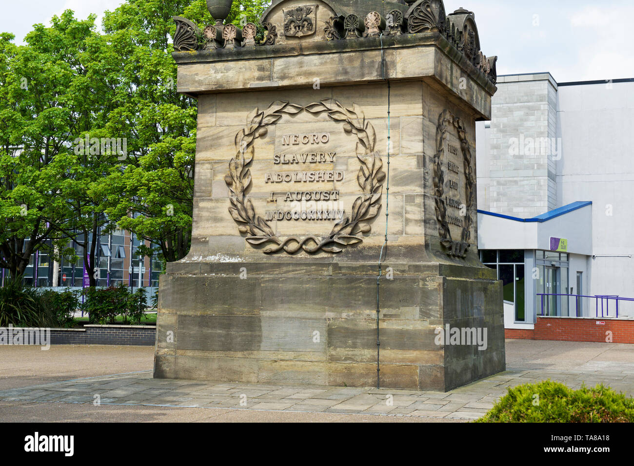 Base of the William Wilberforce Monument in Hull, East Yorkshire