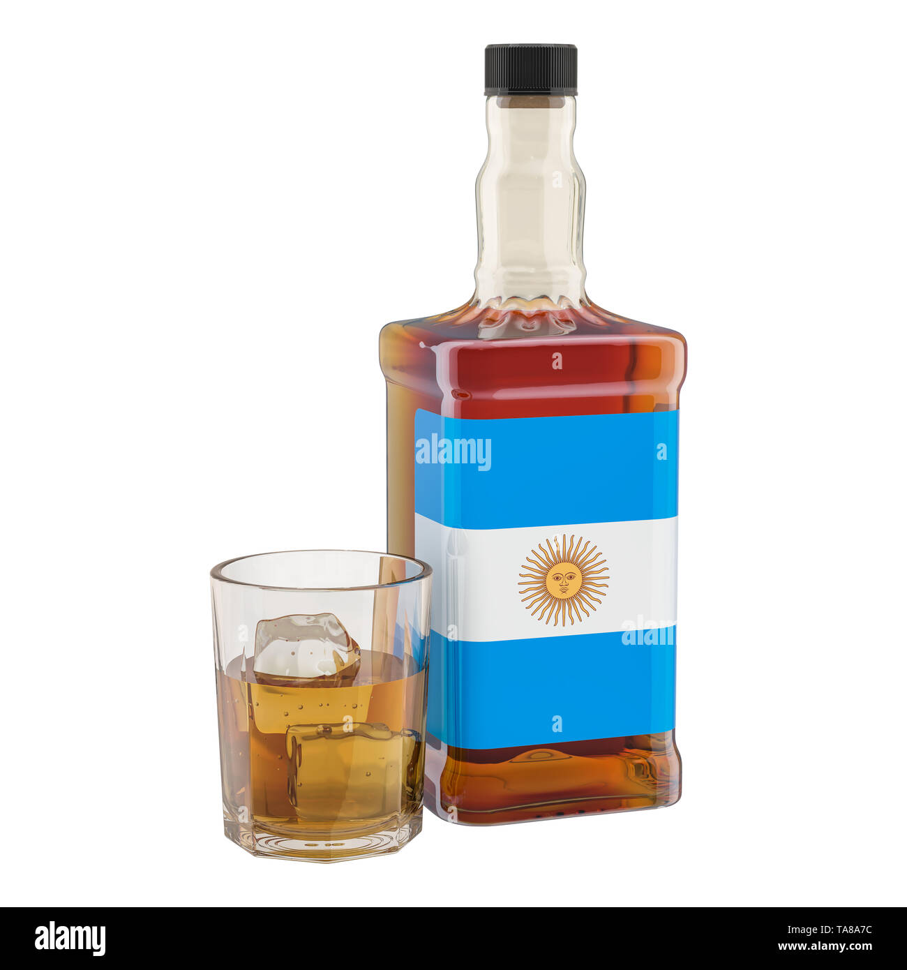 Production and consumption of alcohol drinks in Argentina, concept. 3D