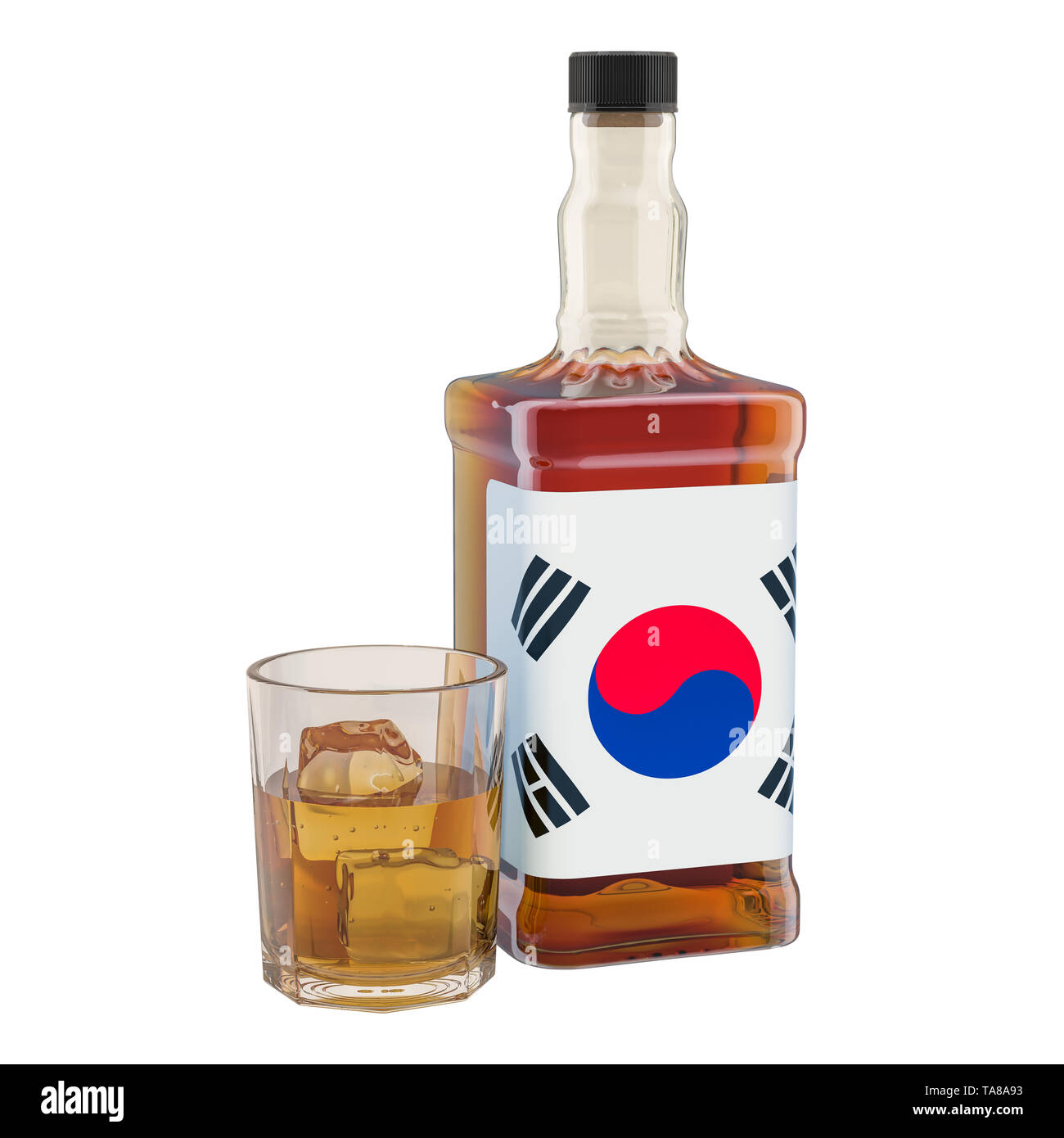 Production and consumption of alcohol drinks in South Korea, concept