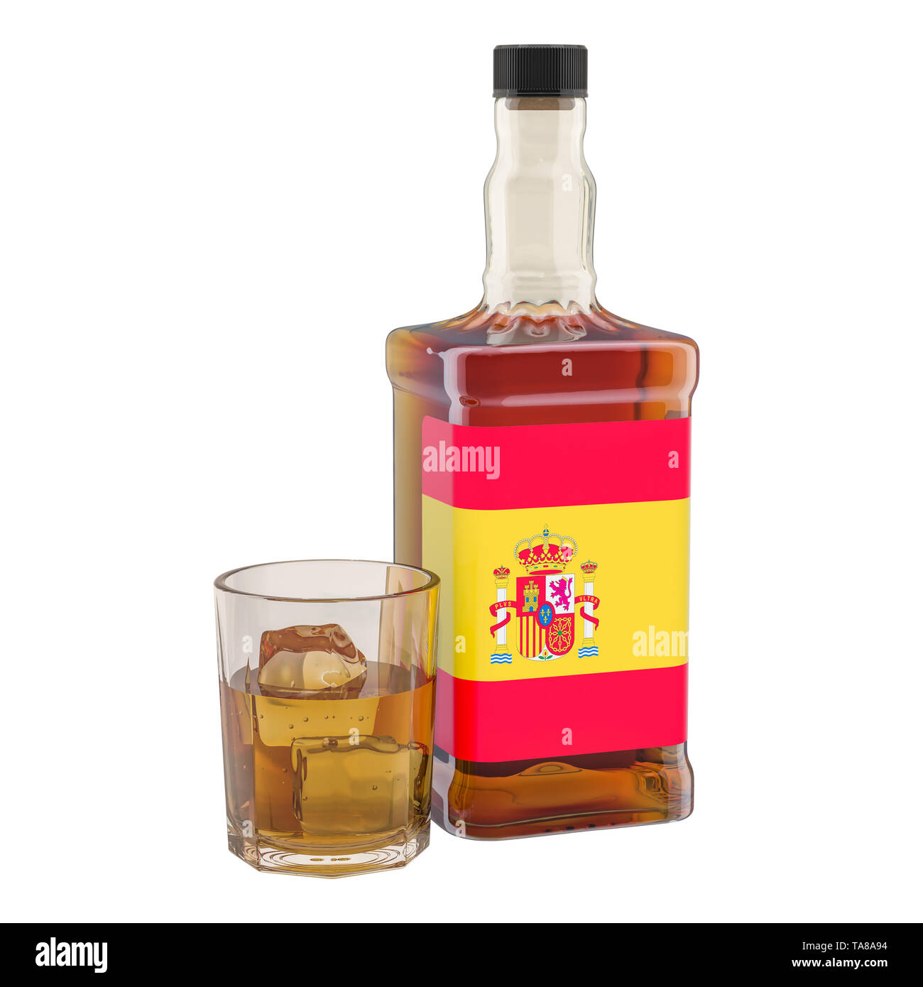 Production and consumption of alcohol drinks in Spain, concept. 3D