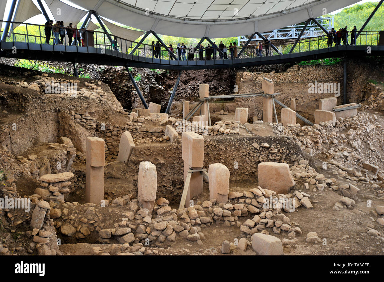 Visitors have view of archaeological excavation of ancient stone ritual ...